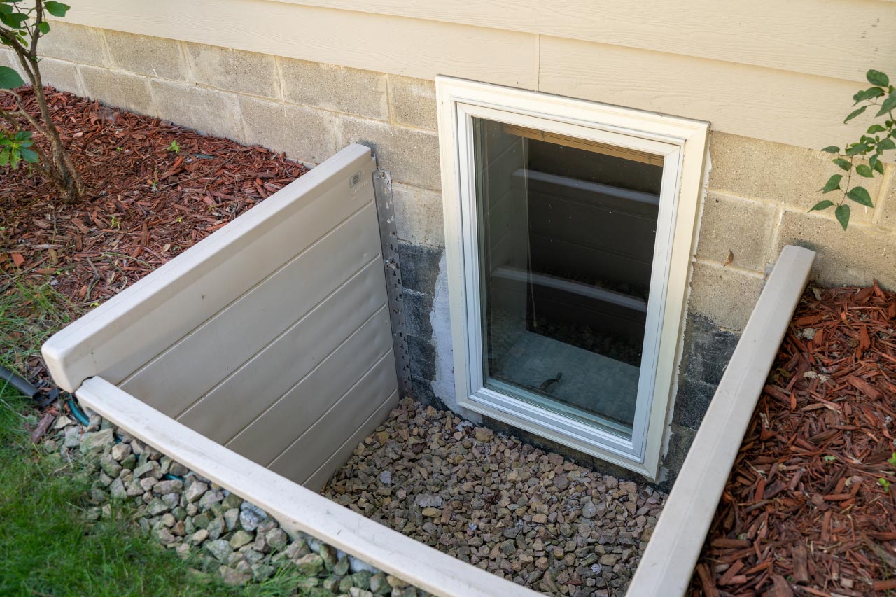 egress window to basement newly installed at house